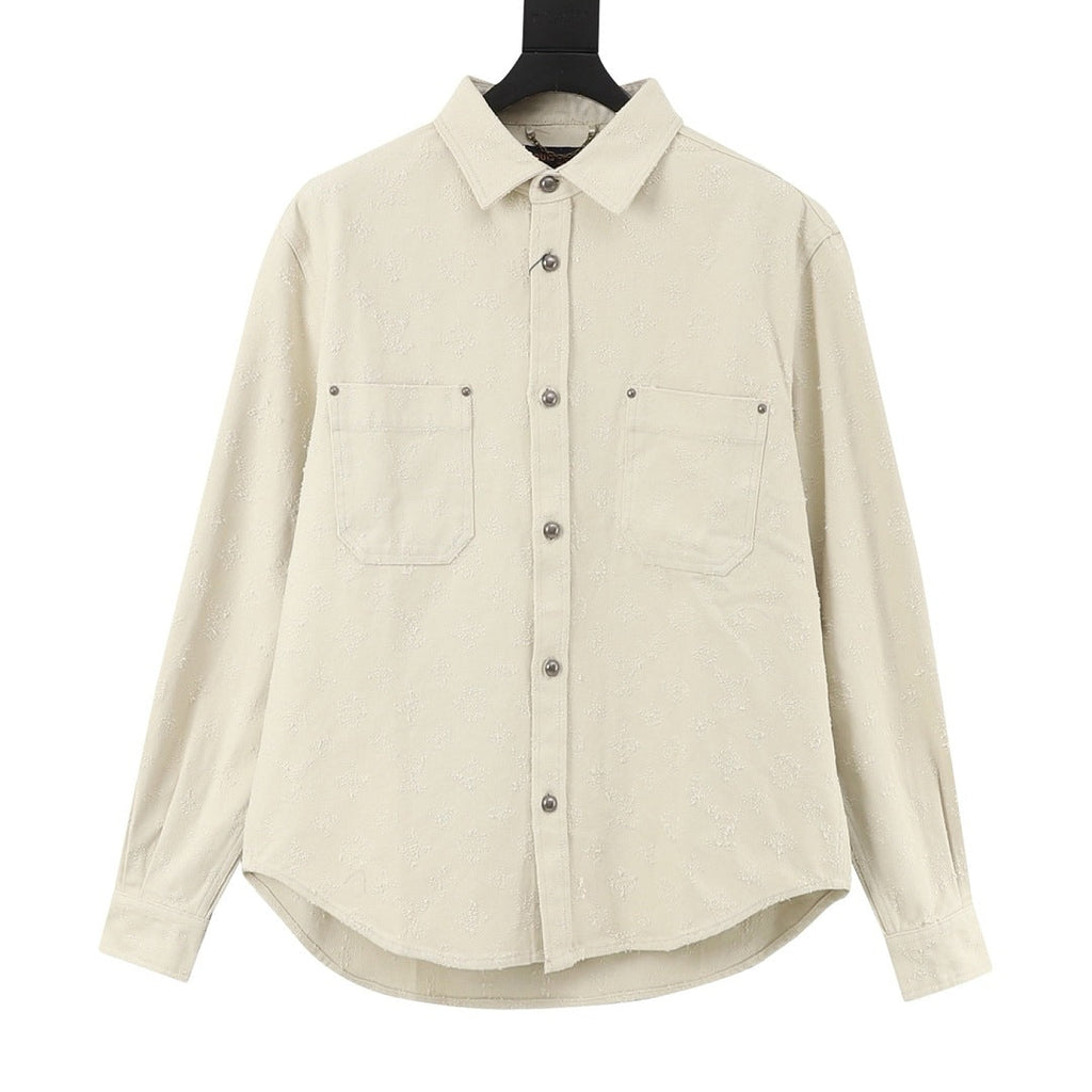 Louis Vuitton Tonal Monogram Twin-Pocket Denim Shirt - Ivory - front view