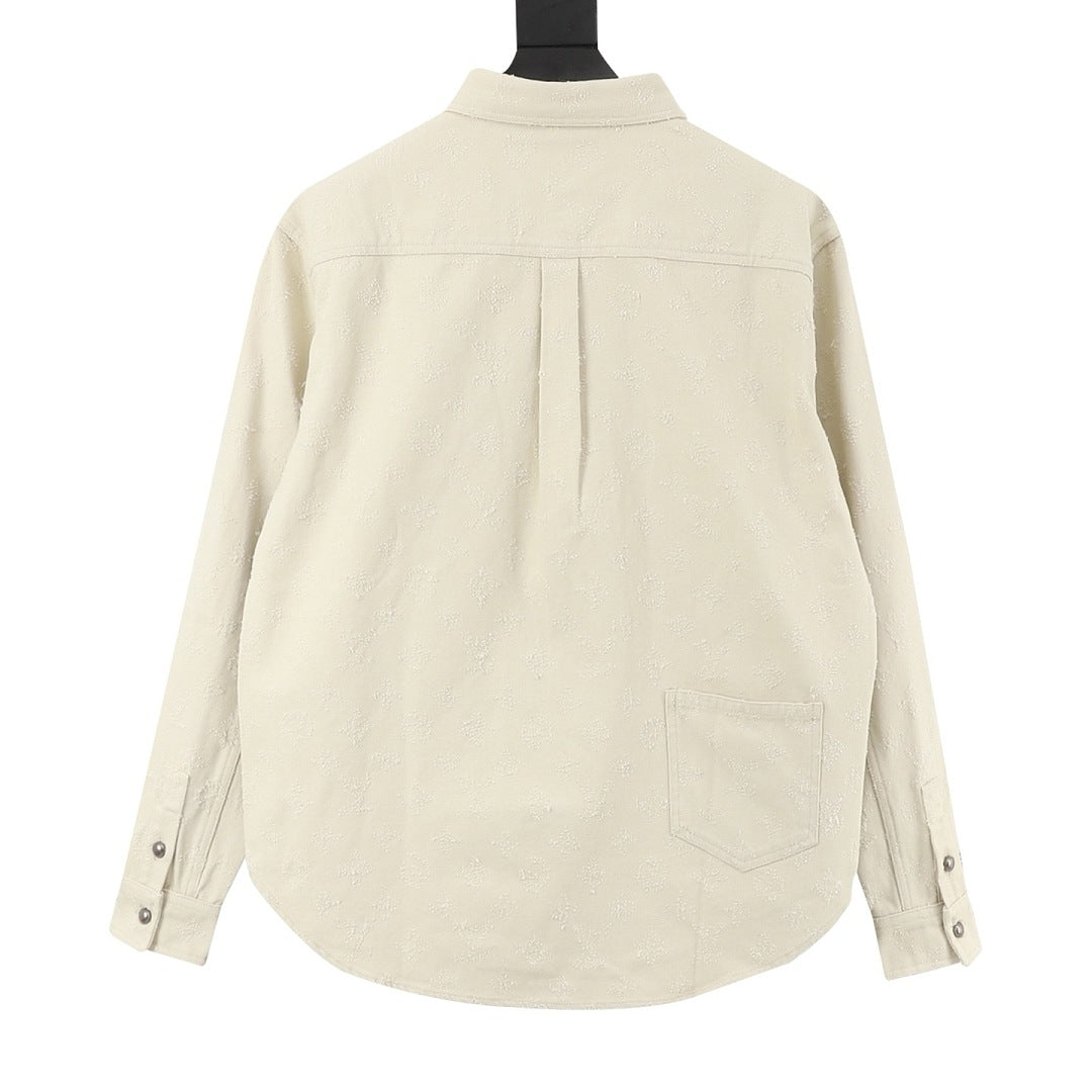 Louis Vuitton Tonal Monogram Twin-Pocket Denim Shirt - Ivory - back view