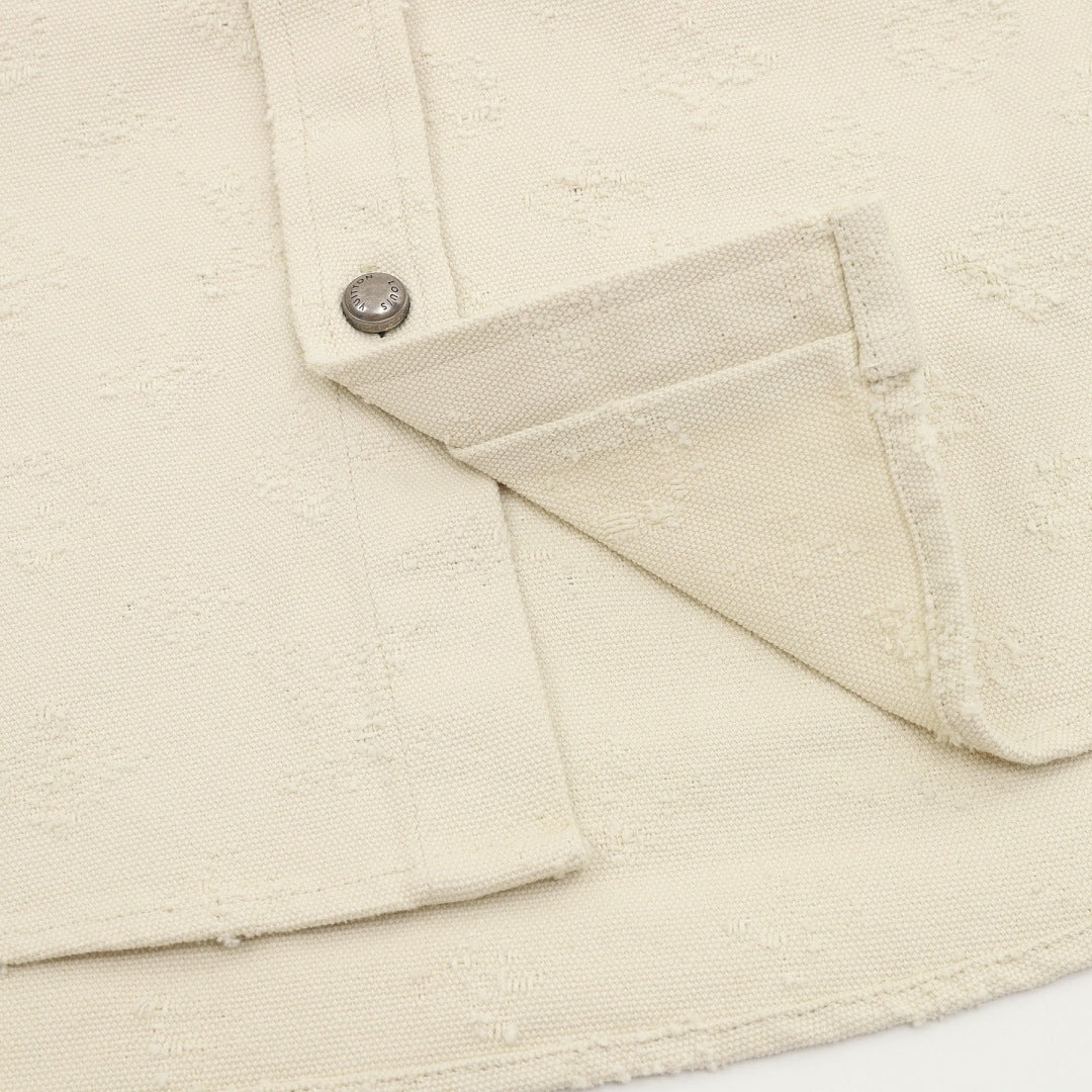 Louis Vuitton Tonal Monogram Twin-Pocket Denim Shirt - Ivory - detail view 1