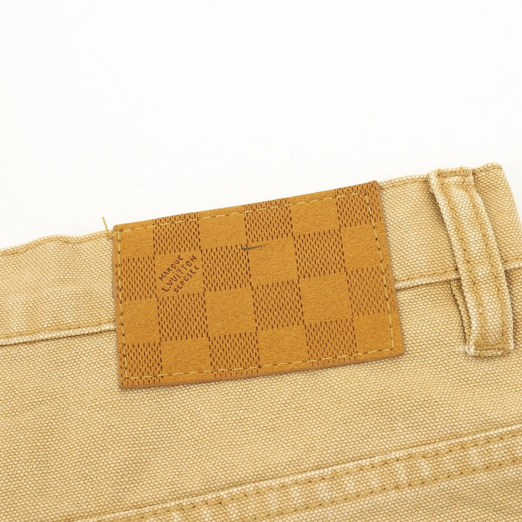 Louis Vuitton Paint-Splatter Carpenter Jeans with Utility Pockets - Tan - detail view 1