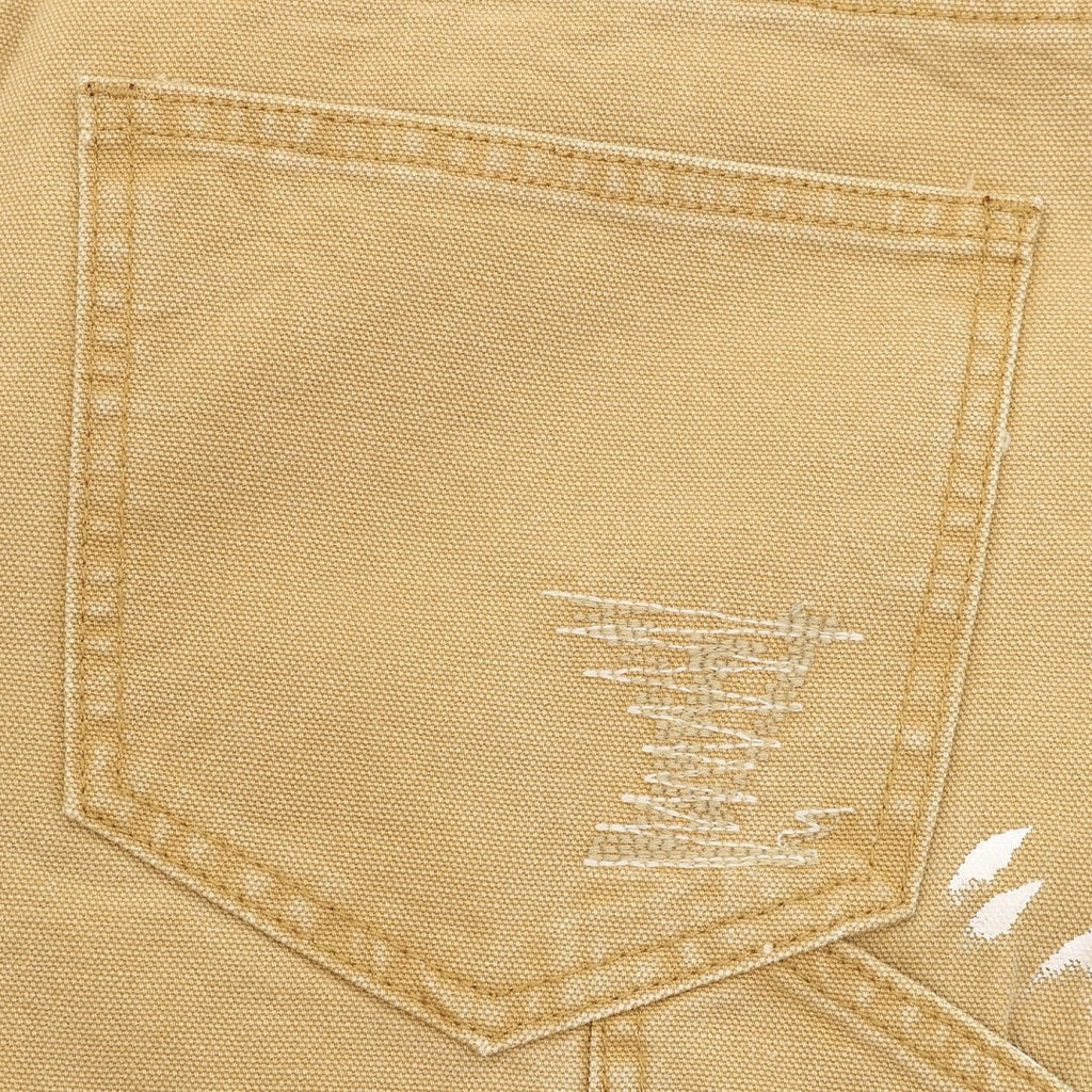 Louis Vuitton Paint-Splatter Carpenter Jeans with Utility Pockets - Tan - detail view 2
