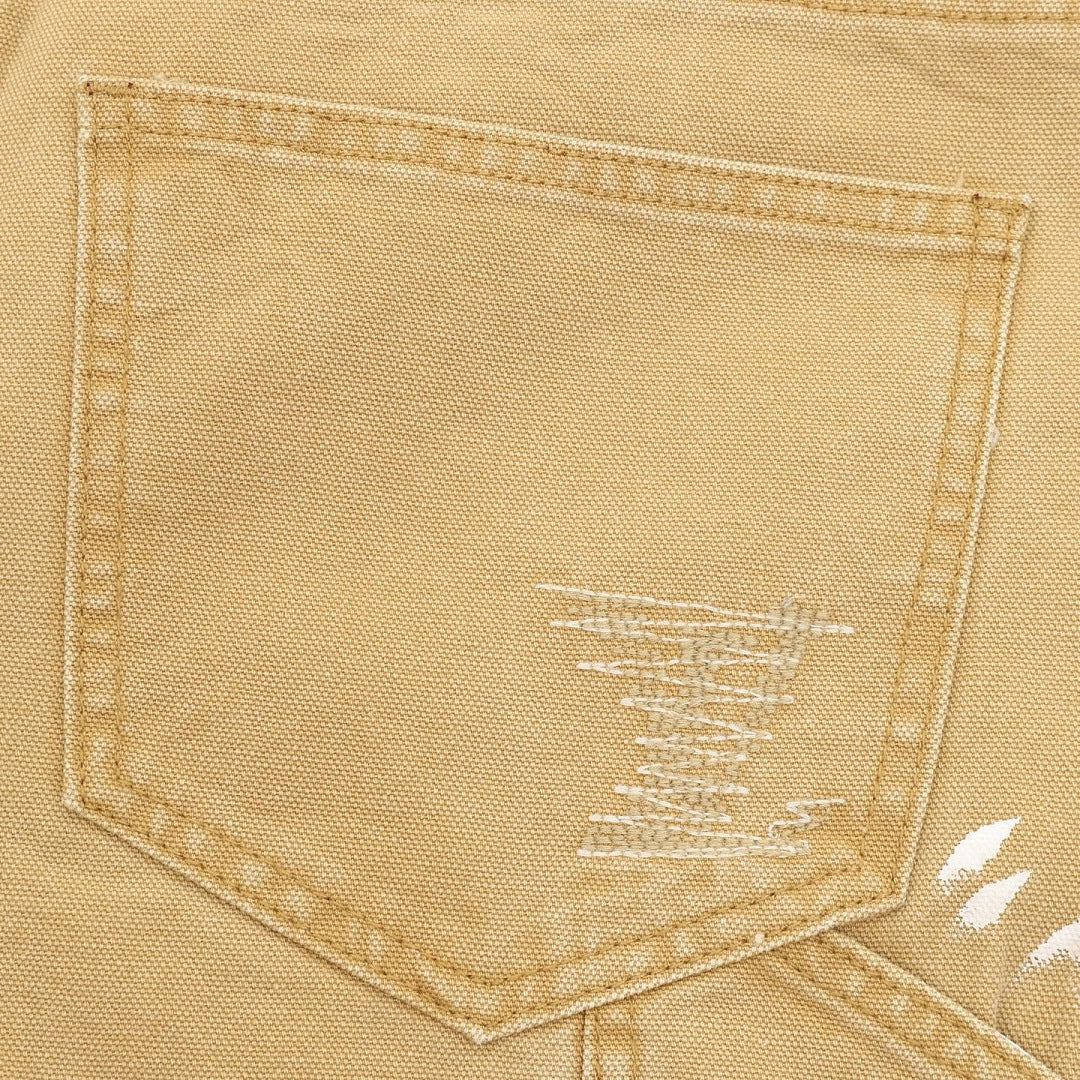 Louis Vuitton Paint-Splatter Carpenter Jeans with Utility Pockets - Tan - detail view 2