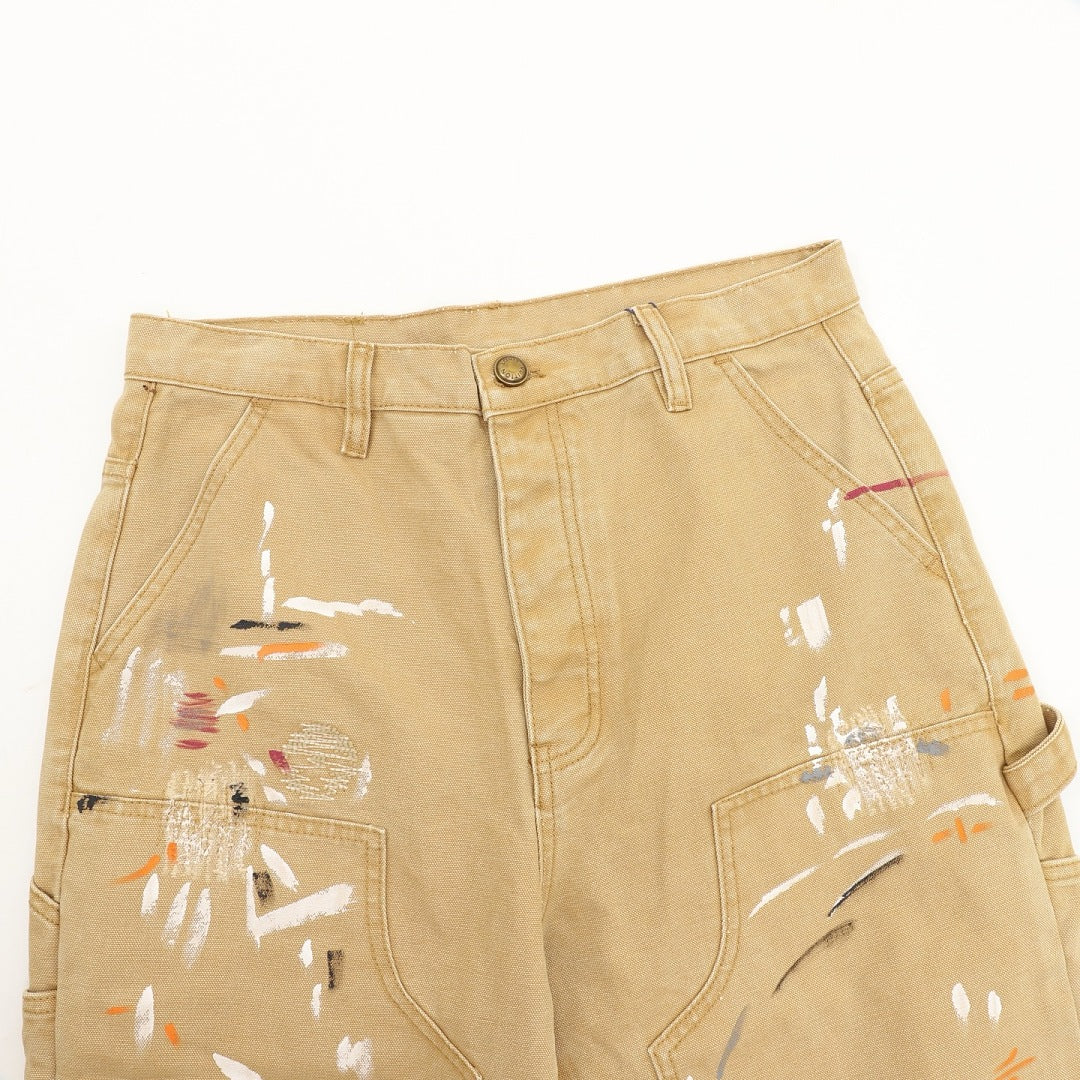 Louis Vuitton Paint-Splatter Carpenter Jeans with Utility Pockets - Tan - detail view 4