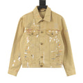 Louis Vuitton Paint-Splatter Denim Trucker Jacket - Tan - front view
