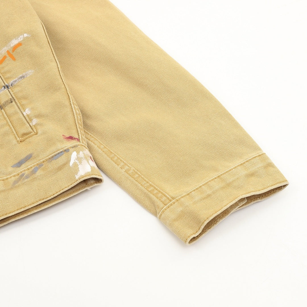 Louis Vuitton Paint-Splatter Denim Trucker Jacket - Tan - detail view 2