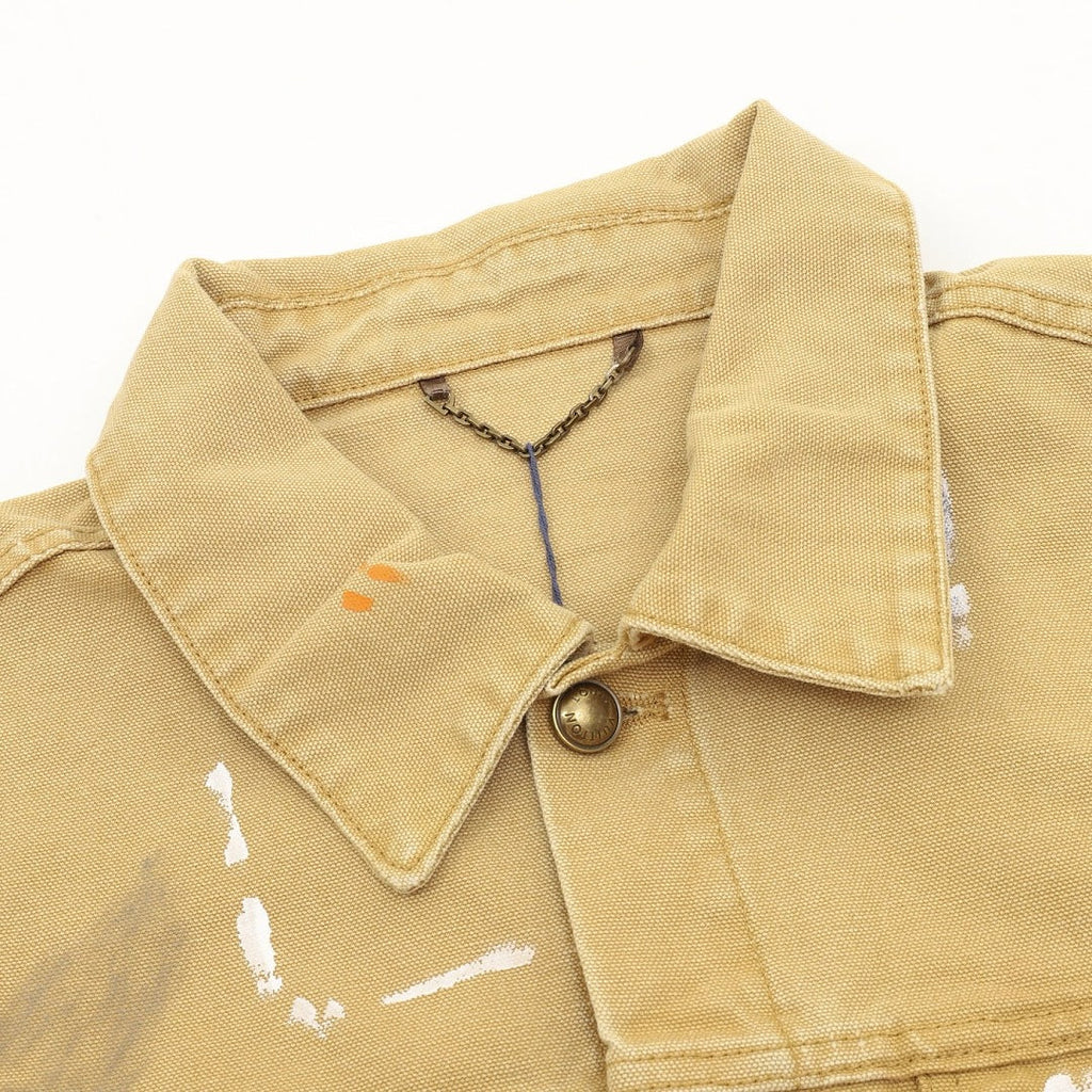 Louis Vuitton Paint-Splatter Denim Trucker Jacket - Tan - detail view 4