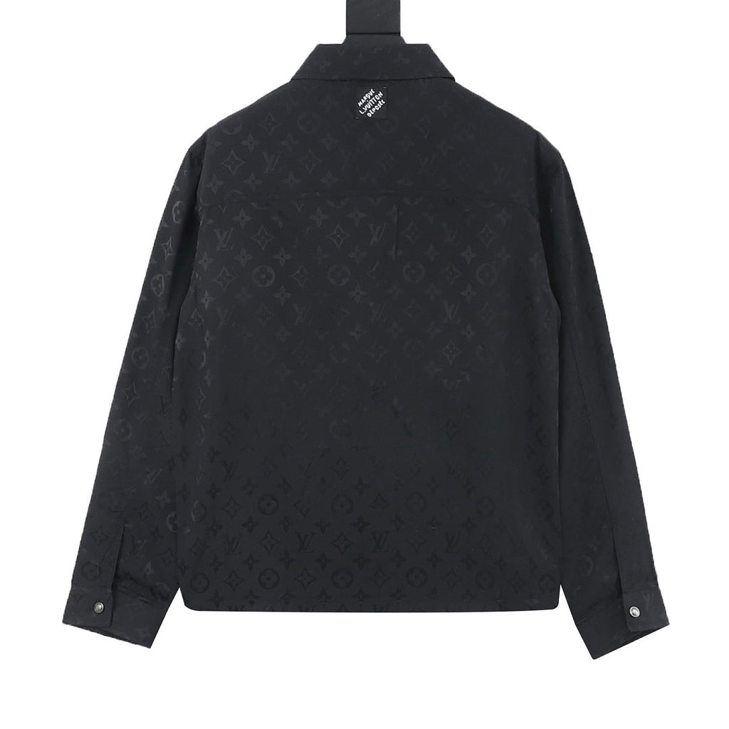 Louis Vuitton Tonal Monogram Shirt Jacket with Multicolor Script Patch - Black - back view