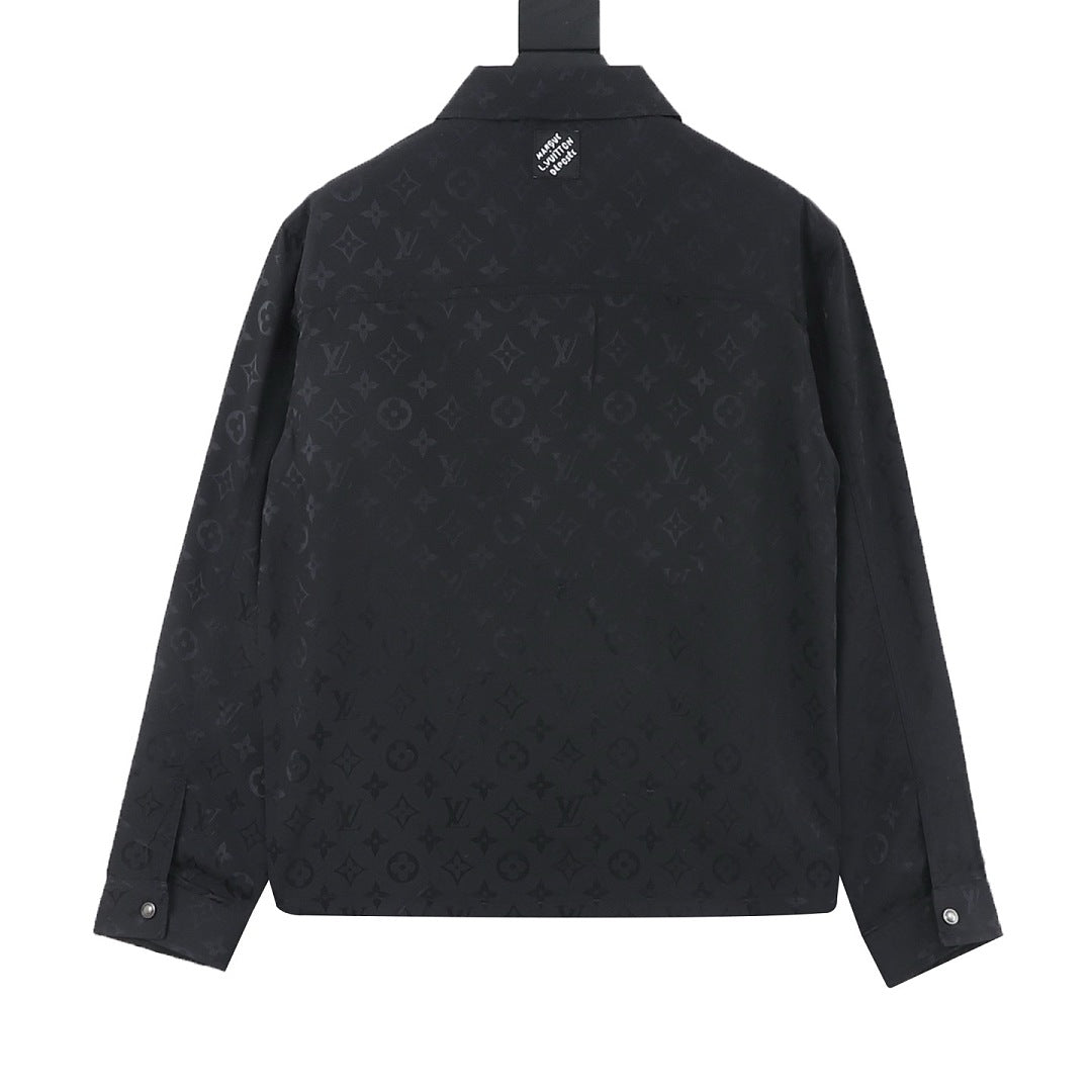 Louis Vuitton Tonal Monogram Shirt Jacket with Multicolor Script Patch - Black - back view
