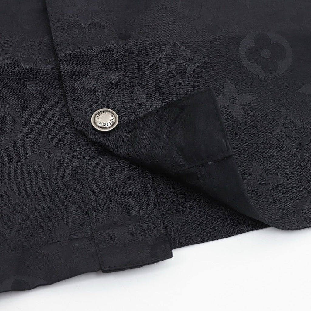 Louis Vuitton Tonal Monogram Shirt Jacket with Multicolor Script Patch - Black - detail view 1