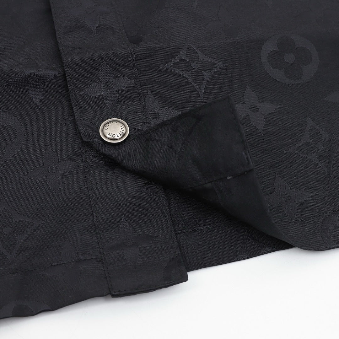 Louis Vuitton Tonal Monogram Shirt Jacket with Multicolor Script Patch - Black - detail view 1
