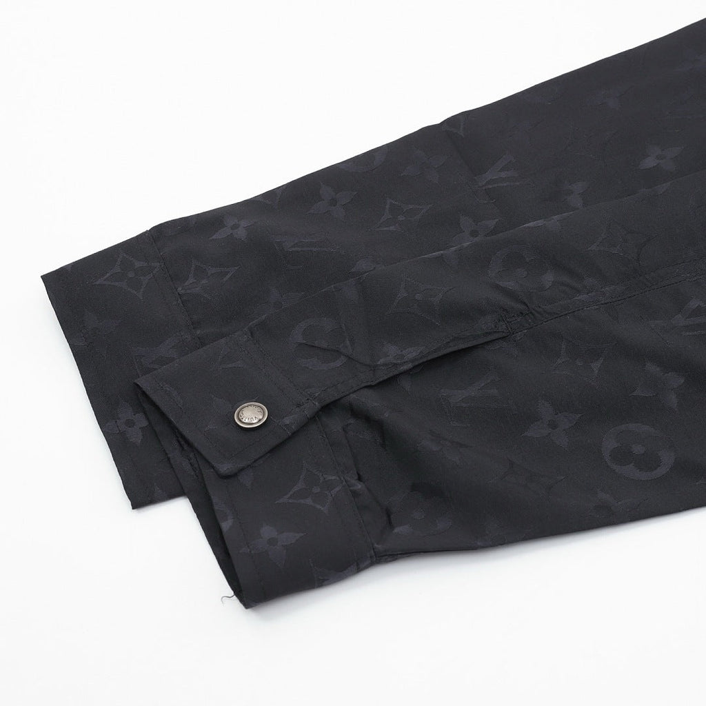 Louis Vuitton Tonal Monogram Shirt Jacket with Multicolor Script Patch - Black - detail view 2