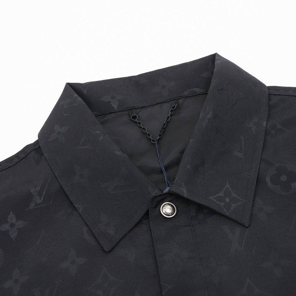 Louis Vuitton Tonal Monogram Shirt Jacket with Multicolor Script Patch - Black - detail view 4
