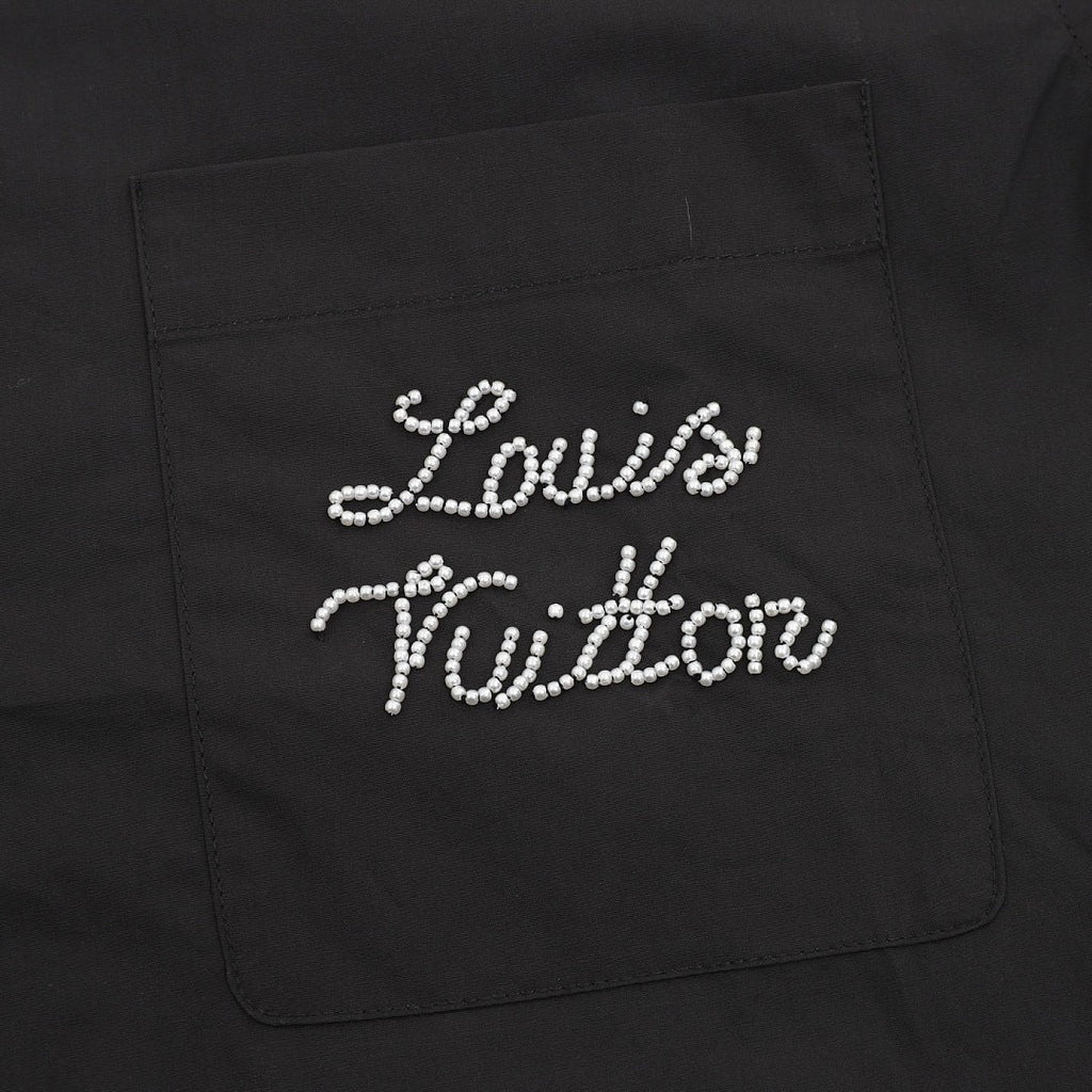 Louis Vuitton Beaded-Look Script Pocket Long-Sleeve Shirt - Black - detail view 2