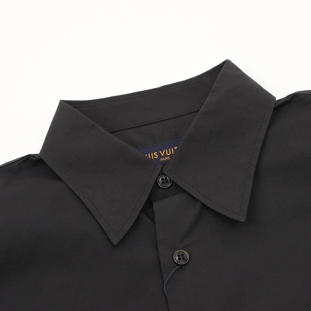 Louis Vuitton Beaded-Look Script Pocket Long-Sleeve Shirt - Black - detail view 3