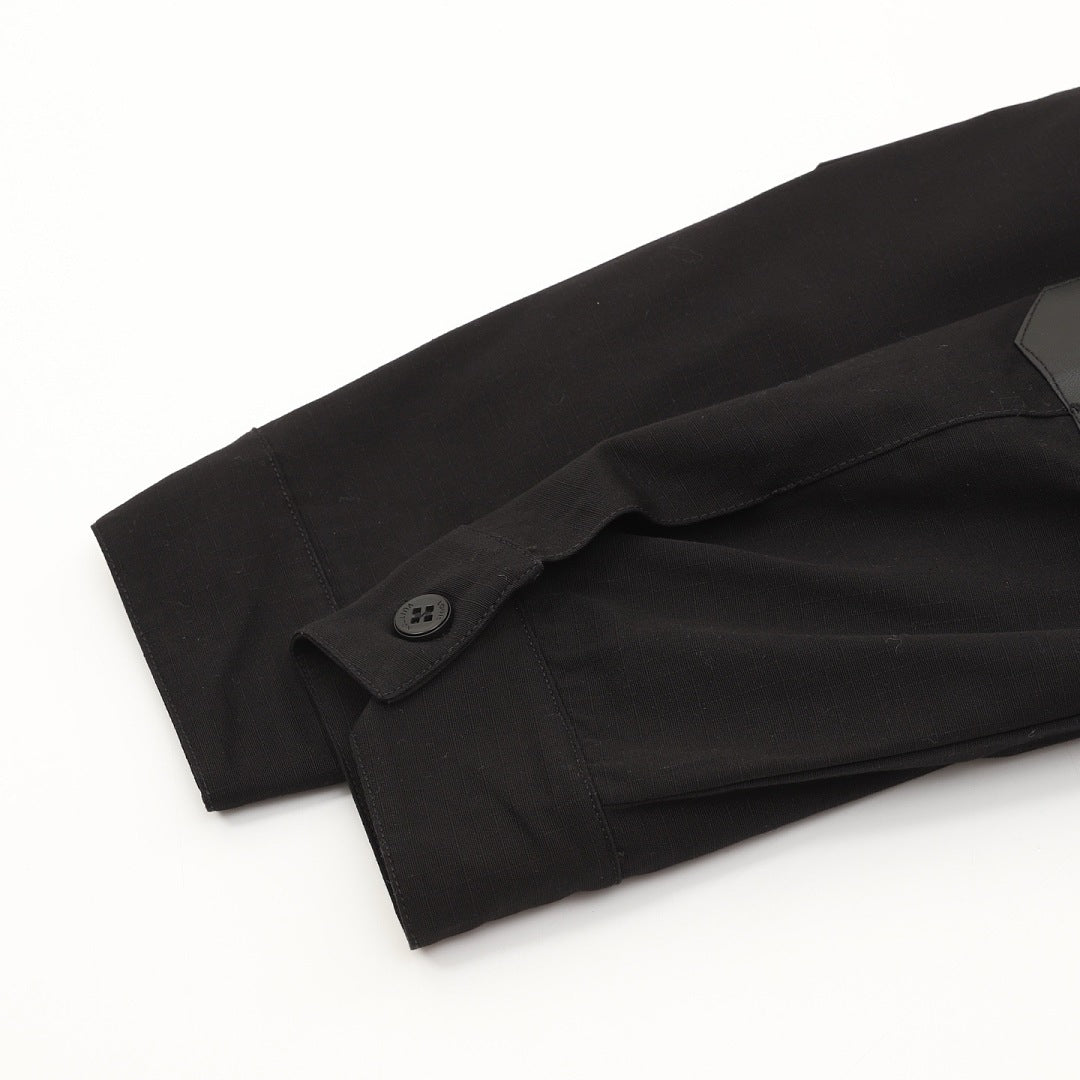 Louis Vuitton LV Emblem Zip-Up Jacket with Contrast Elbow Panels - Black - detail view 2