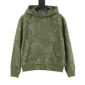 Louis Vuitton All-Over Monogram Hooded Zip-Up Jacket - Olive Green - front view