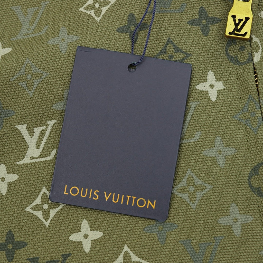Louis Vuitton All-Over Monogram Hooded Zip-Up Jacket - Olive Green - detail view 2