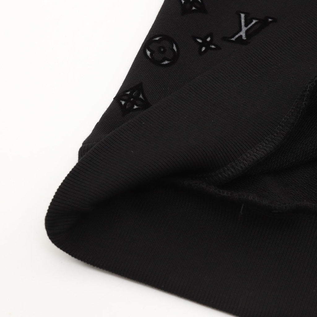 Louis Vuitton Tonal Monogram Hem-Detail Crewneck Sweatshirt - Black - detail view 1