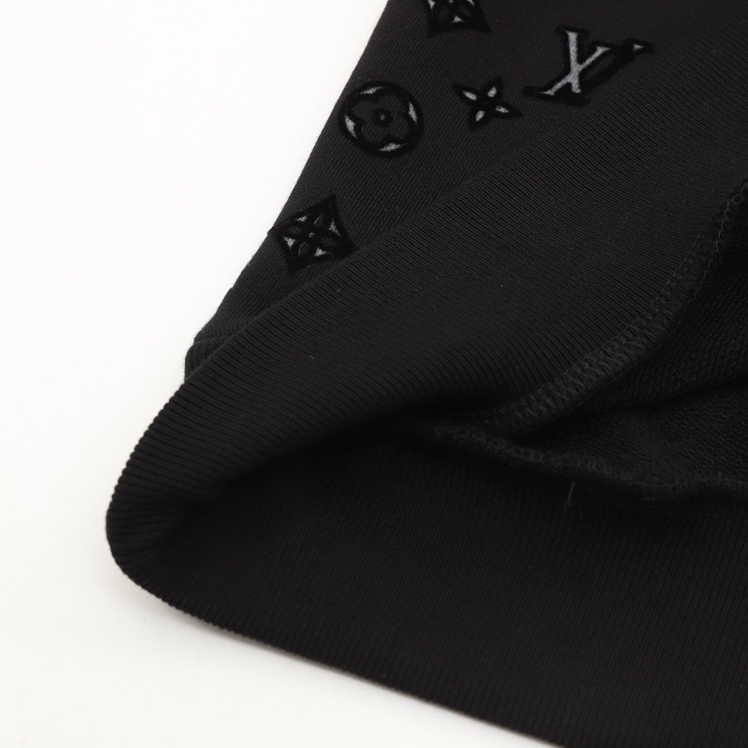 Louis Vuitton Tonal Monogram Hem-Detail Crewneck Sweatshirt - Black - detail view 1