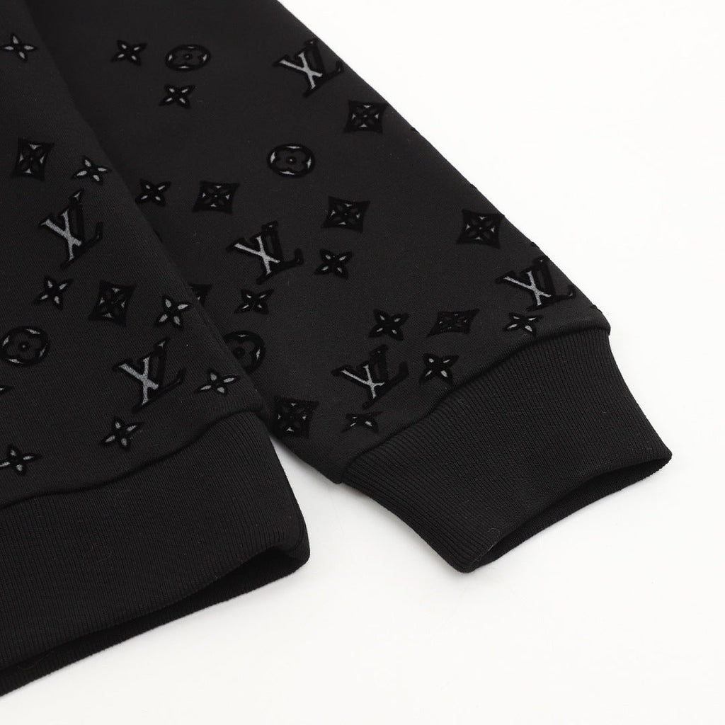 Louis Vuitton Tonal Monogram Hem-Detail Crewneck Sweatshirt - Black - detail view 3