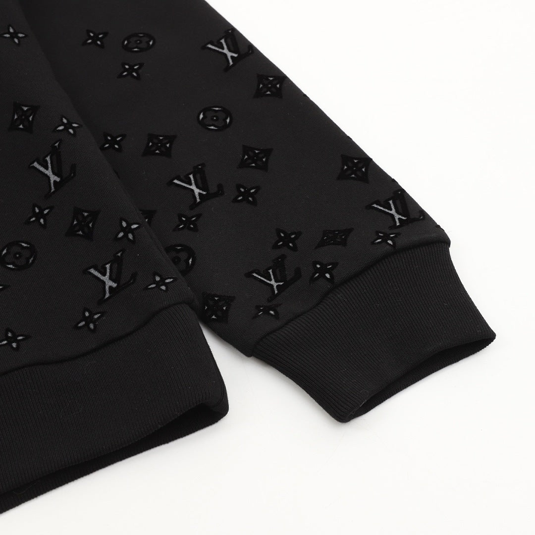Louis Vuitton Tonal Monogram Hem-Detail Crewneck Sweatshirt - Black - detail view 3