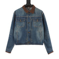 Louis Vuitton Contrast-Collar Cropped Denim Trucker Jacket - Washed Blue - front view