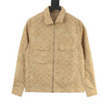 Louis Vuitton Monogram Grid Zip-Up Shirt Jacket with Flap Pockets - Sand - front view