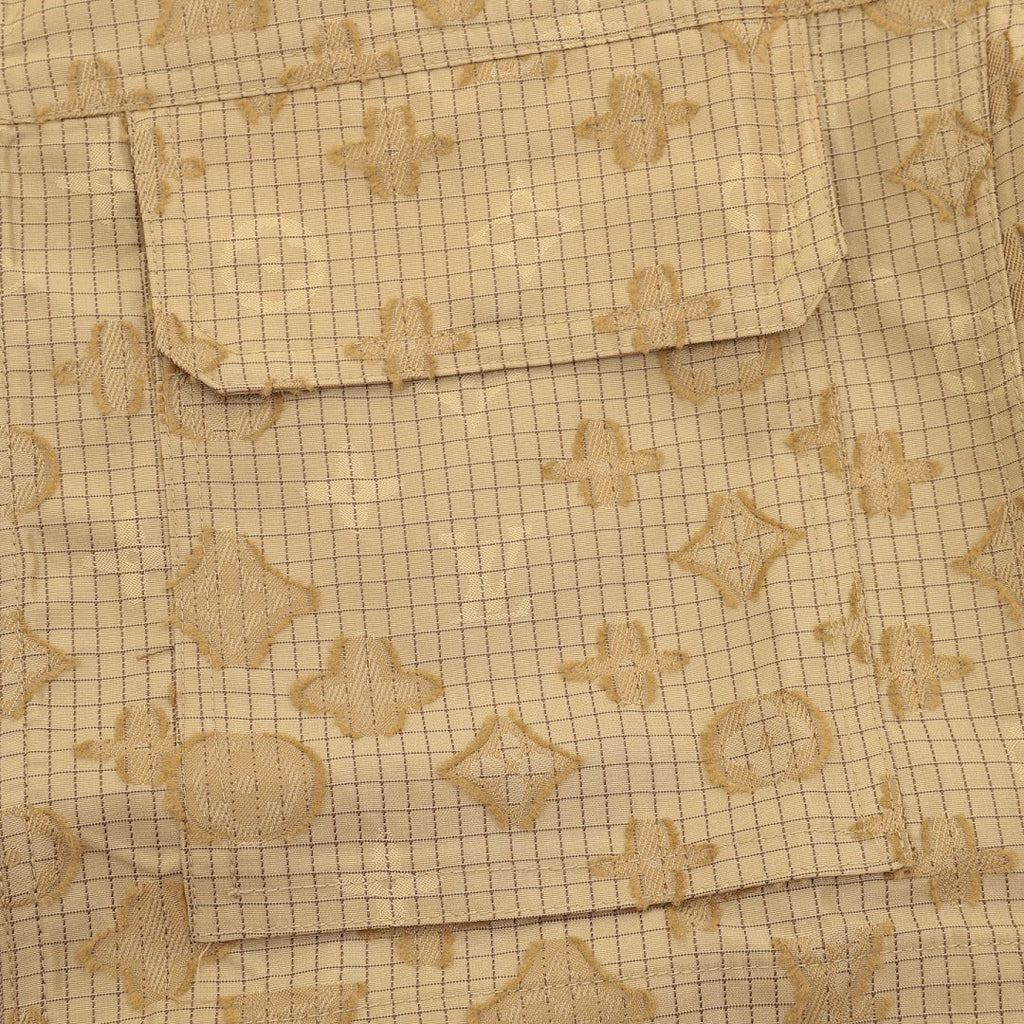 Louis Vuitton Monogram Grid Zip-Up Shirt Jacket with Flap Pockets - Sand - detail view 3