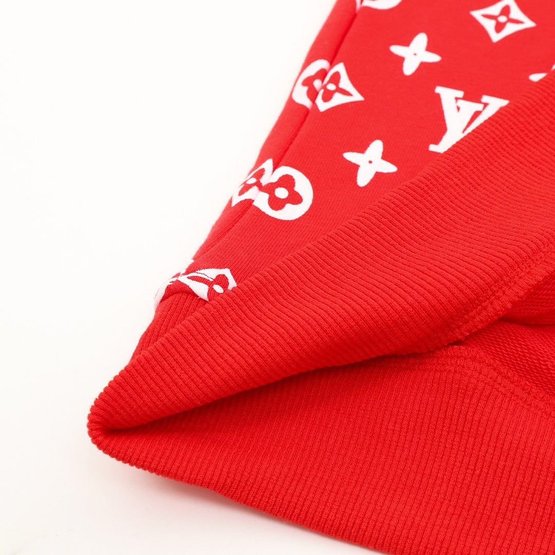 Louis Vuitton Monogram Box-Logo Pullover Hoodie - Red and White - detail view 1