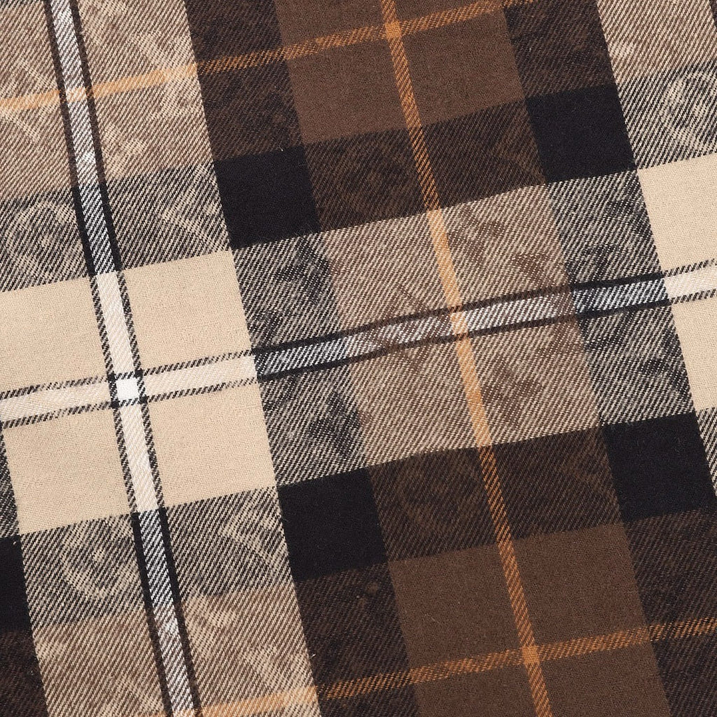 Louis Vuitton Monogram Plaid Long-Sleeve Shirt with Contrast Collar - Brown - detail view 1