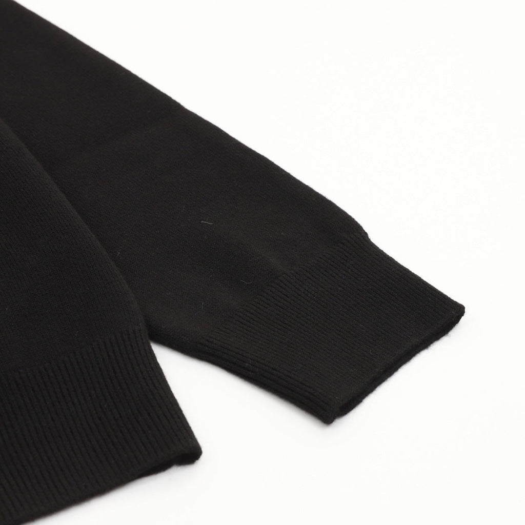 Louis Vuitton Black Stand-Collar Zip-Up Knit Jacket with Ribbed Trim - detail view 1