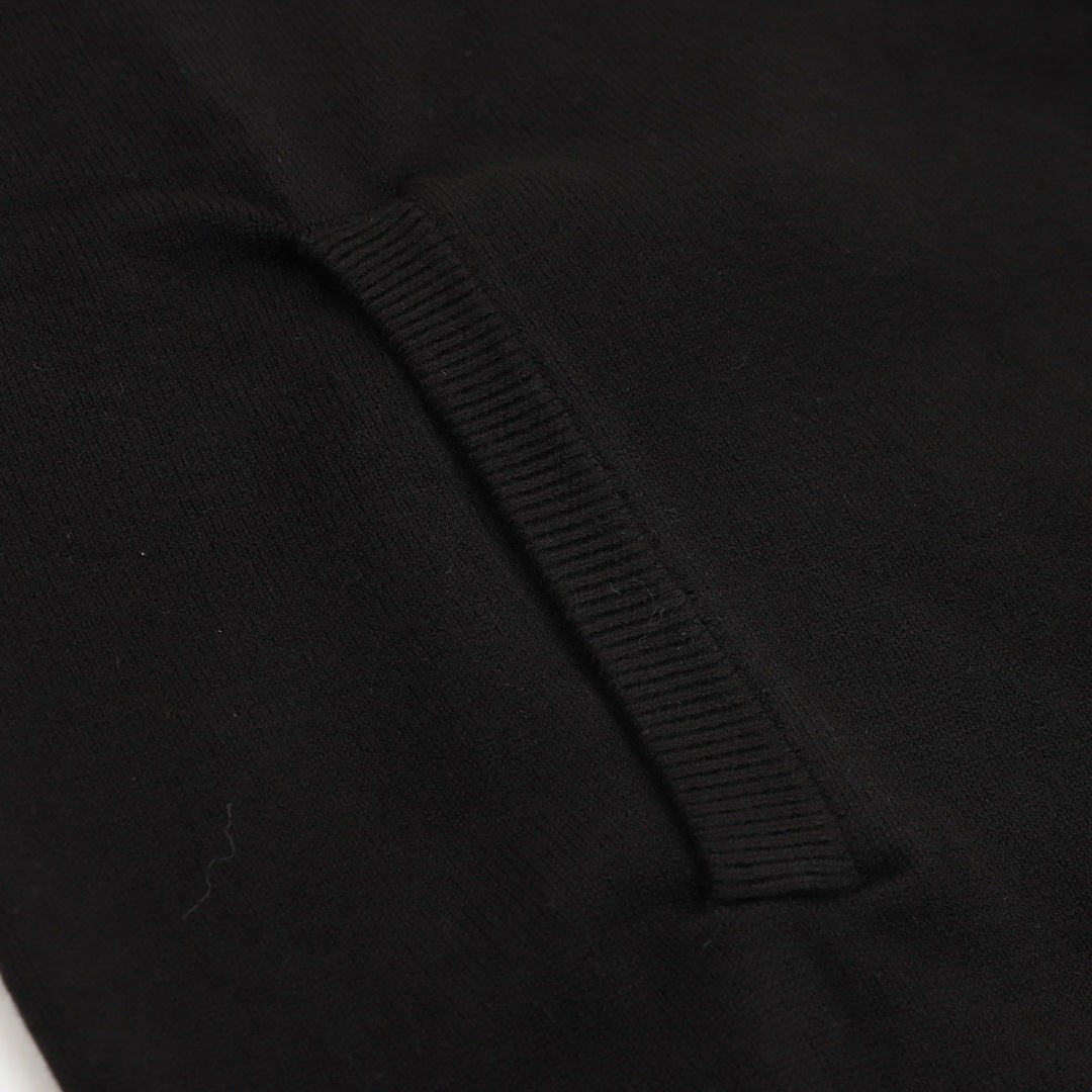 Louis Vuitton Black Stand-Collar Zip-Up Knit Jacket with Ribbed Trim - detail view 2