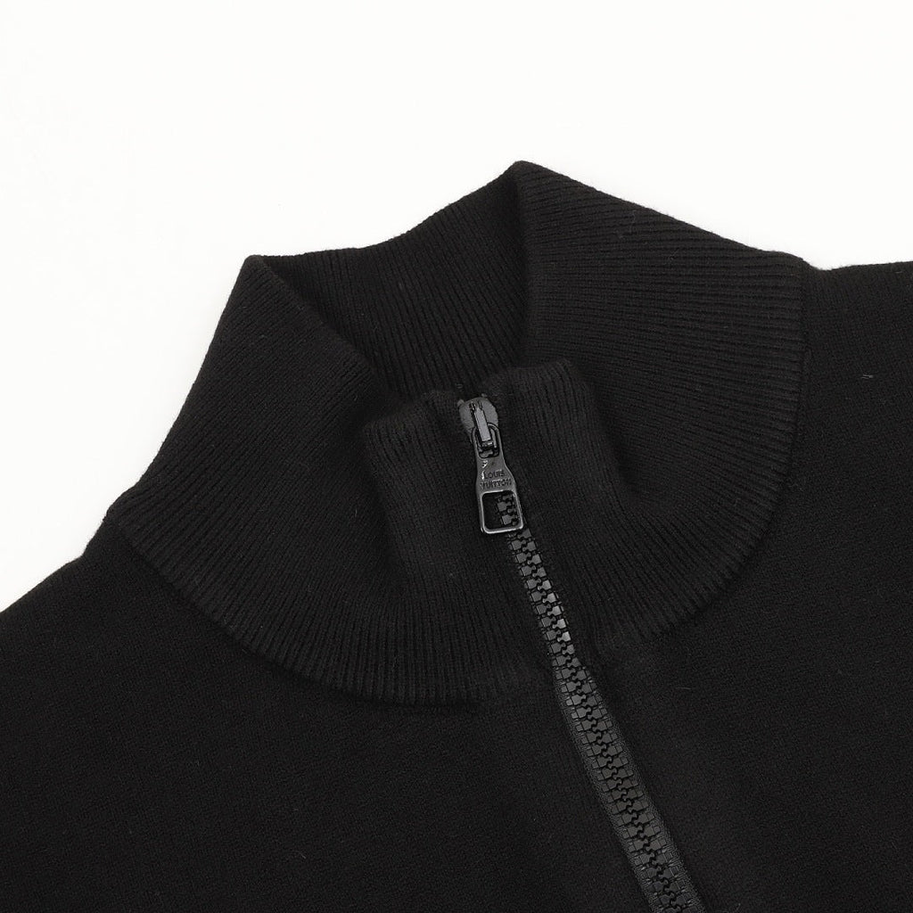 Louis Vuitton Black Stand-Collar Zip-Up Knit Jacket with Ribbed Trim - detail view 3