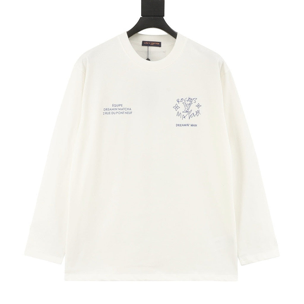 Louis Vuitton Blue Graphic Crewneck Long-Sleeve T-Shirt - Ivory - front view