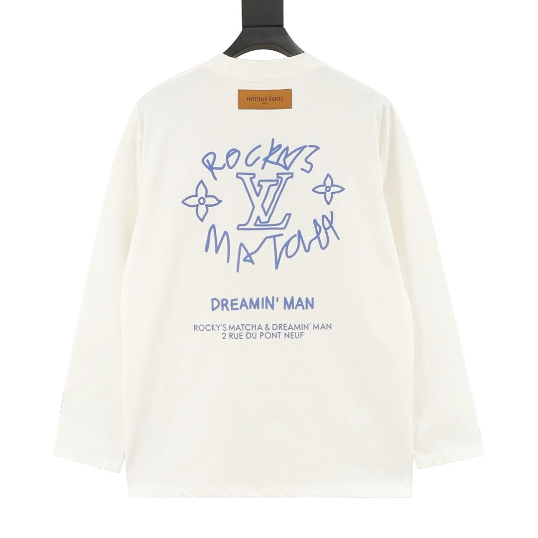 Louis Vuitton Blue Graphic Crewneck Long-Sleeve T-Shirt - Ivory - back view