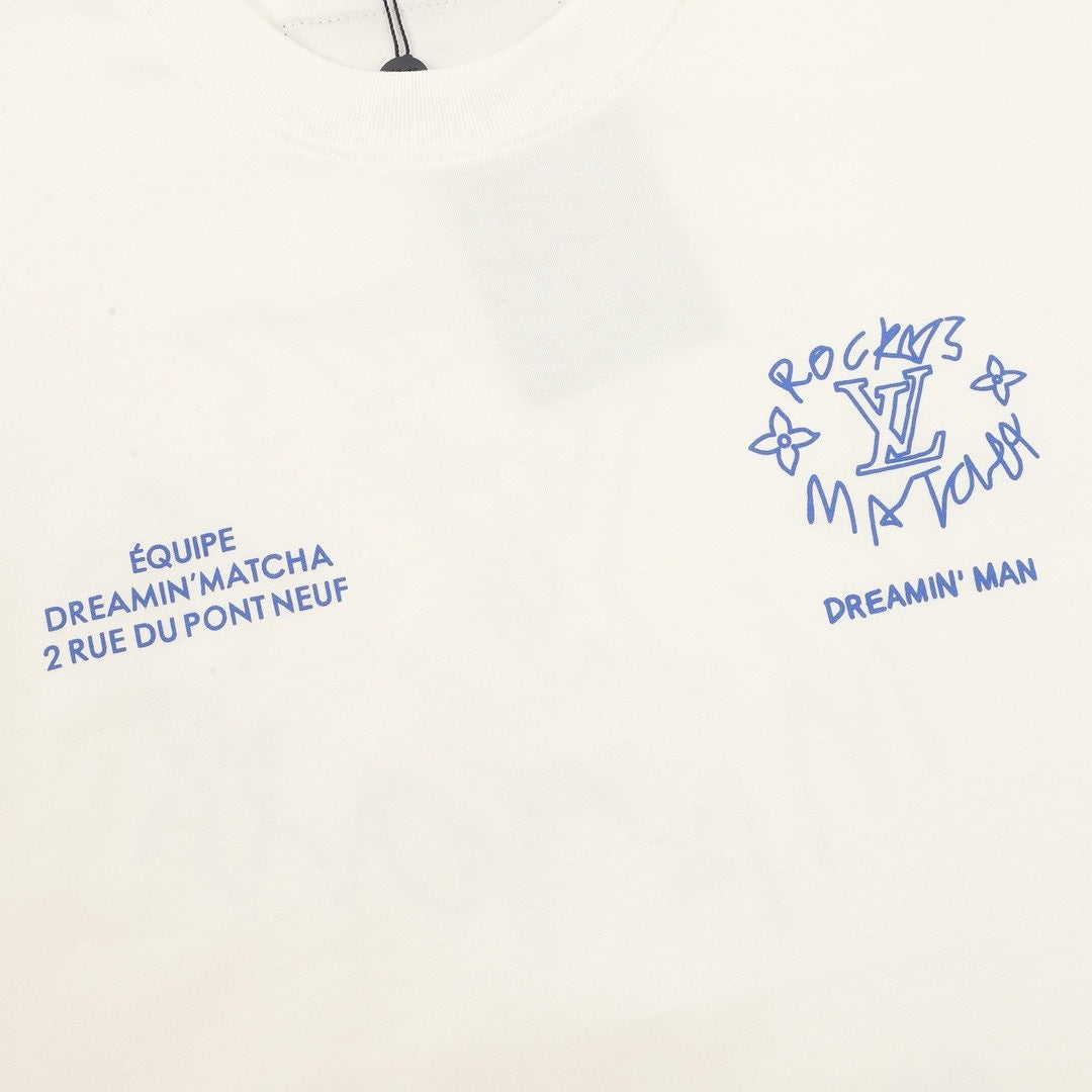 Louis Vuitton Blue Graphic Crewneck Long-Sleeve T-Shirt - Ivory - detail view 3