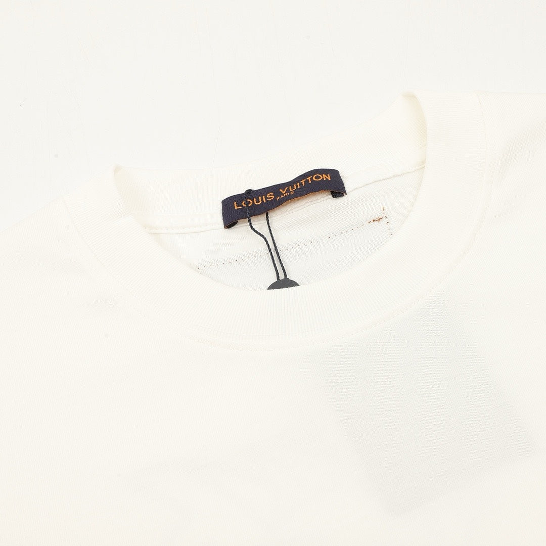 Louis Vuitton Blue Graphic Crewneck Long-Sleeve T-Shirt - Ivory - detail view 4