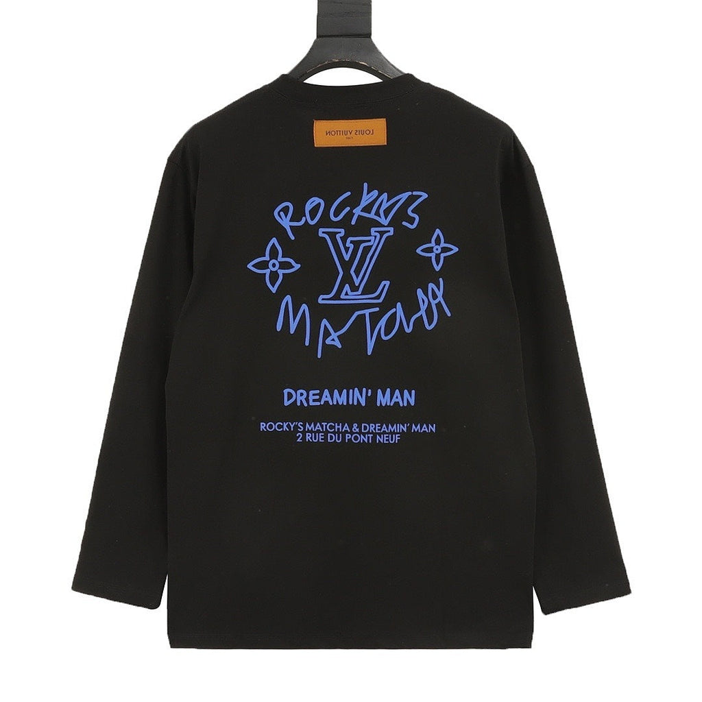 Louis Vuitton Blue Graphic Crewneck Long-Sleeve T-Shirt - Black - back view