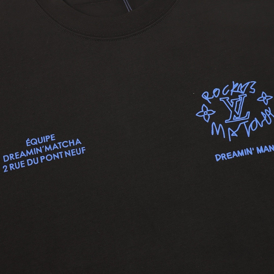 Louis Vuitton Blue Graphic Crewneck Long-Sleeve T-Shirt - Black - detail view 3