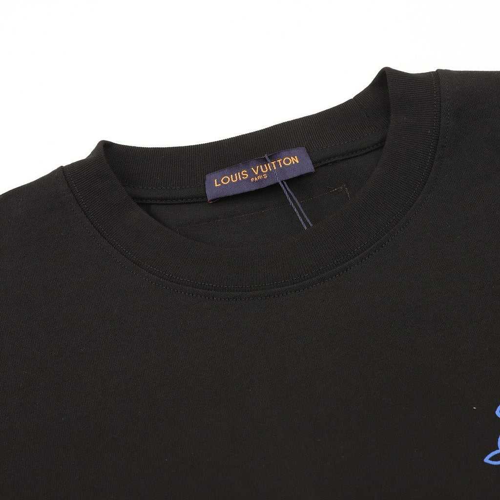 Louis Vuitton Blue Graphic Crewneck Long-Sleeve T-Shirt - Black - detail view 4