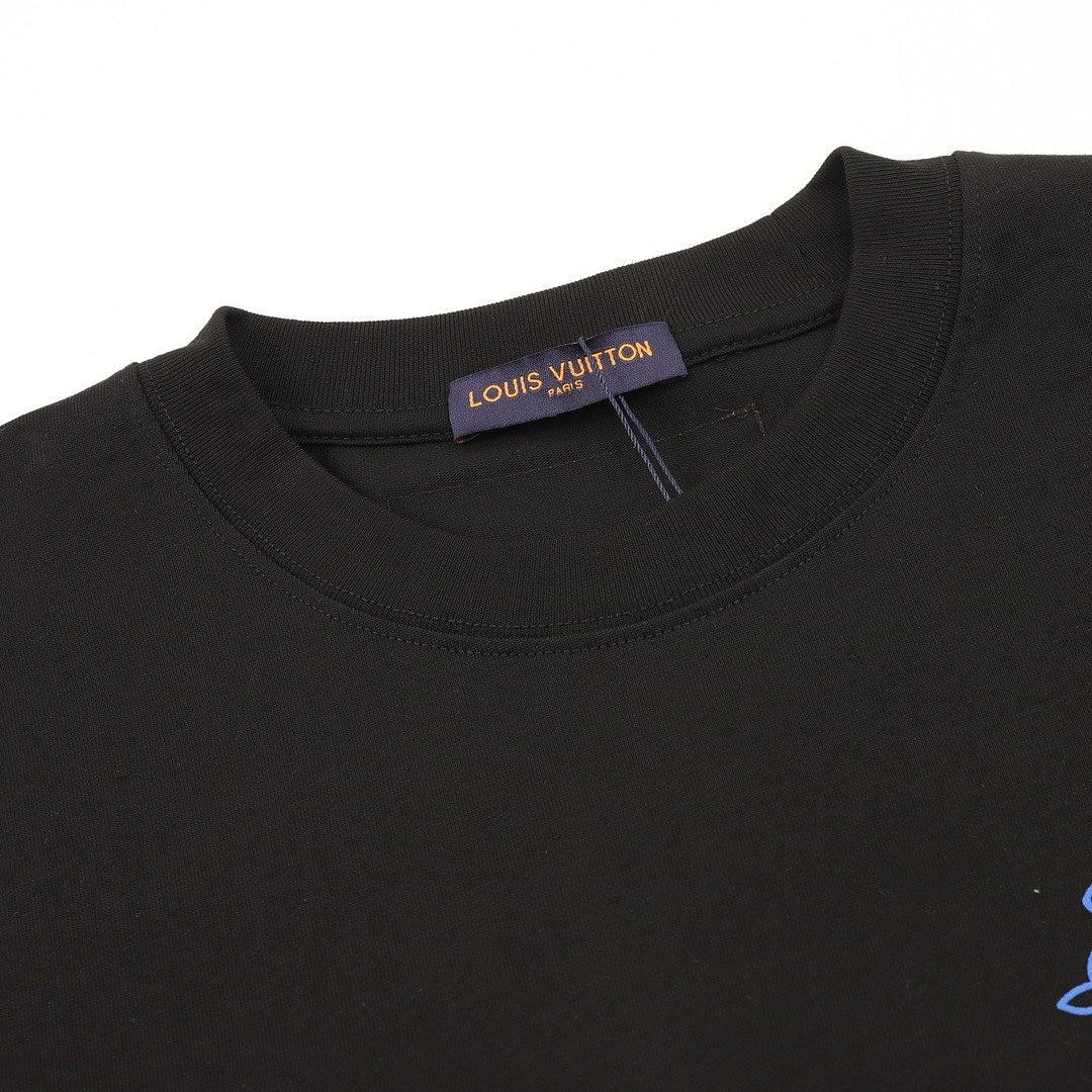 Louis Vuitton Blue Graphic Crewneck Long-Sleeve T-Shirt - Black - detail view 4