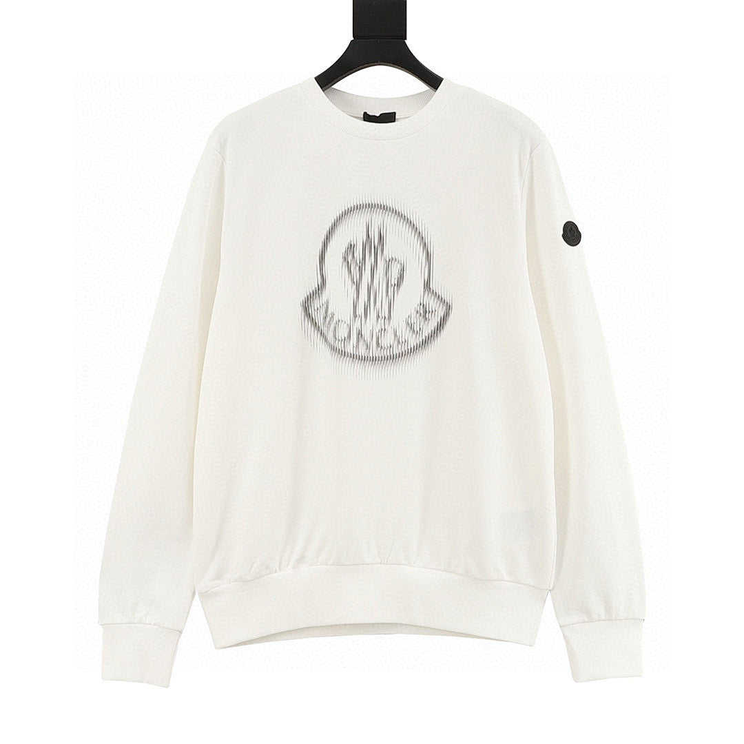 Moncler Chest-Print Crewneck Sweatshirt - Men's Off White - front view
