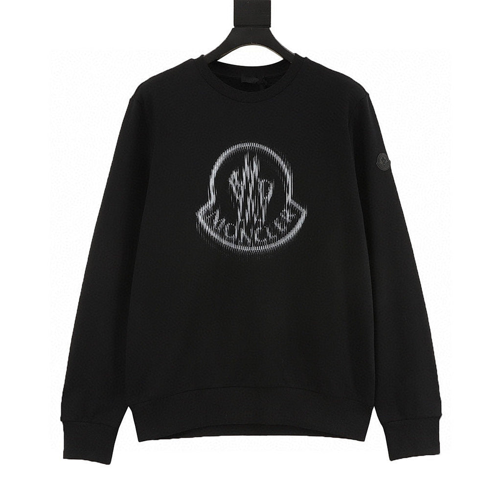 Moncler Chest-Print Crewneck Sweatshirt - Men's Black - front view