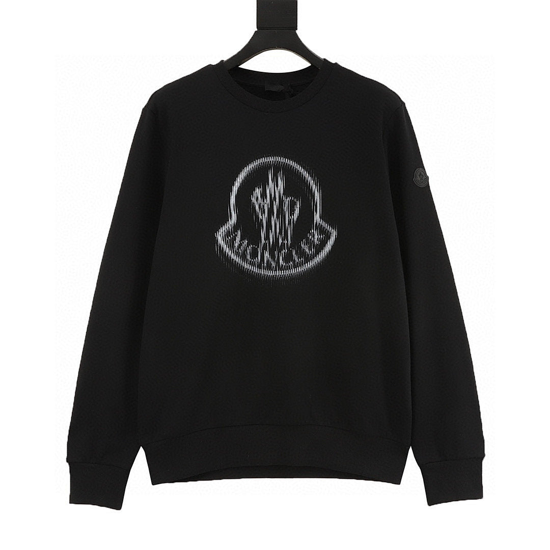 Moncler Chest-Print Crewneck Sweatshirt - Men's Black - front view